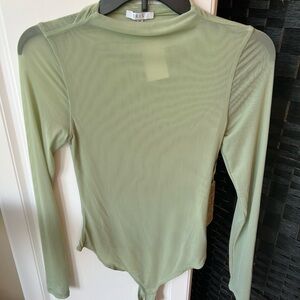 NWT Iris Sheer long sleeve bodysuit/ double lined body green Sz Medium
